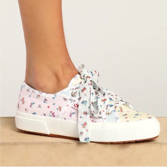Superga Shoes - Superga 2750 Flower Sneakers Mixed Pastel Flower Print Canvas Lace-Up Trainer 8